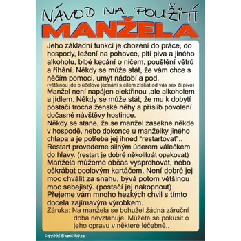 Žertovný předmět Certifikát - Návod na použití manžela