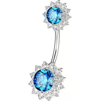 Piercing Šperky4U Stříbrný piercing do pupíku - kytičky - BP01036-Q