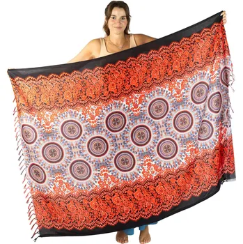 Šátek Sarong / pareo / plážový šátek s mandalami Natori Red, Sittar.cz