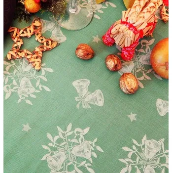 prostírání HEDVA ČESKÝ BROKÁT Ubrus Odaska prostírání 30x40 set 2ks zvonky jmelí zelená