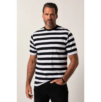 Pánské tričko JP1880, Plus size Tričko JP1880, krátké rukávy, kulatý výstřih, pruhy, do 8XL pro plnoštíhlé nadměrná velikost, 840090100-1455, černý, 6XL, Plus size oblečení, Oblečení pro vysoké muže, Nadměrné velikosti, Oblečení pro plnoštíhlé.