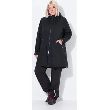 Pláštěnka Ulla Popken, Plus size Pláštěnka, nepromokavá, A střih, postranní zip, kapuce pro plnoštíhlé nadměrná velikost, 842654100-1132, černý, 58/60, Nadměrné velikosti, Plus size oblečení, Oblečení pro boubelky, Oblečení pro baculky, Oblečení pro plnoštíhlé, Obl