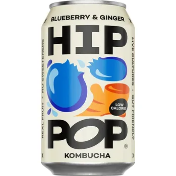 Limonáda Hip Pop Kombucha fermentovaný čaj s příchutí borůvky a zázvoru 330 ml