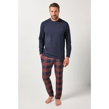 Pánské pyžamo JP1880, Plus size Pyžamo JP1880, domácí oblečení, dvojdílné, kostkované kalhoty, do 8XL pro plnoštíhlé nadměrná velikost, 842495130-1457, modrý, L, Plus size oblečení, Oblečení pro vysoké muže, Nadměrné velikosti, Oblečení pro plnoštíhlé.