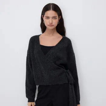 Dámský svetr Reserved - Svetr s vázáním - tmavě šedá - 420HI-90M - 420HI-90M-L