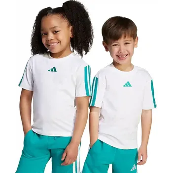 Chlapecké tričko Dětské bavlněné tričko adidas bílá barva, s aplikací, JV7353 00X, vel. 110