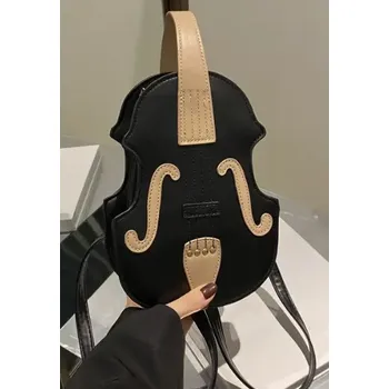 Černá dámská crossbody kabelka ve tvaru houslí