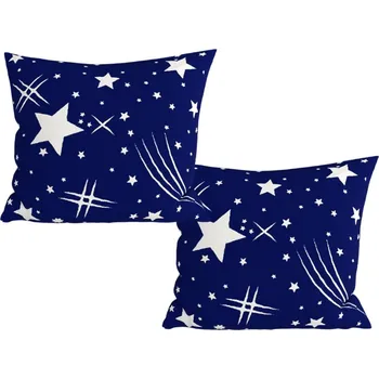 Povlak na dekorativní polštářek Sada 2 ks dekoračních povlaků na polštář z mikrovlákna NOČNÍ OBLOHA 45x45 cm, modrá