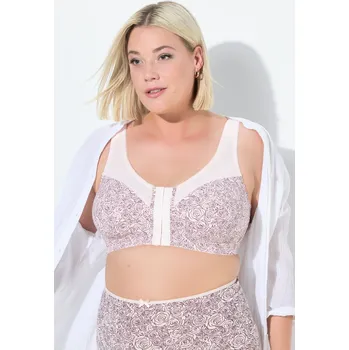 Podprsenka Ulla Popken, Plus size Odlehčující podprsenka, bez kostic, přední zapínání, košíčky C-D pro plnoštíhlé nadměrná velikost, 841643660-1086, růžový, 115C, Nadměrné velikosti, Plus size oblečení, Oblečení pro boubelky, Oblečení pro baculky, Oblečení pro plnoš