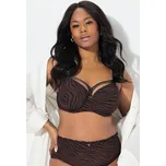 Ulla Popken, Plus size Podprsenka s kosticemi TruYou, měkké košíčky zvířecí vzor, ozdobné stuhy, B-F pro plnoštíhlé nadměrná velikost, 835627675-1121, hnědý, 90F, Nadměrné velikosti, Plus size oblečení, Oblečení pro boubelky, Oblečení pro baculky, Oblečen
