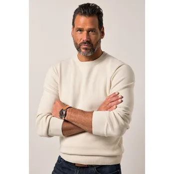 Pánský svetr JP1880, Plus size Svetr JP1880, elastický úplet, kulatý výstřih, do 7XL pro plnoštíhlé nadměrná velikost, 841870207-1452, béžový, 3XL, Plus size oblečení, Oblečení pro vysoké muže, Nadměrné velikosti, Oblečení pro plnoštíhlé.