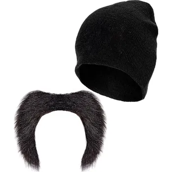 Karnevalový doplněk Čepice a knír Vězeň/Motorkář