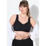 Ulla Popken, Plus size Odlehčující podprsenka, bez kostic, květy / srdíčková krajka, košíčky C-F pro plnoštíhlé nadměrná velikost, 841503100-1095, černý, 110D, Nadměrné velikosti, Plus size oblečení, Oblečení pro boubelky, Oblečení pro baculky, Oblečení p