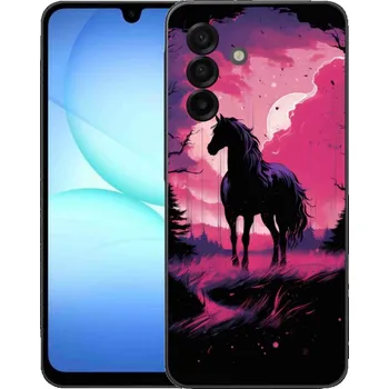 Pouzdro na mobilní telefon Gelový kryt mmCase na Samsung Galaxy A17 4G/5G - černý kreslený kůň 1