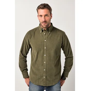 Pánská košile JP1880, Plus size Manšestrová košile JP1880, dlouhé rukávy, límeček s knoflíky, Modern střih, do 7XL pro plnoštíhlé nadměrná velikost, 842994641-1455, zelený, 6XL, Plus size oblečení, Oblečení pro vysoké muže, Nadměrné velikosti, Oblečení pro plnoštíhlé.