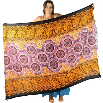 Šátek Sarong / pareo / plážový šátek s mandalami Natori Orange, Sittar.cz