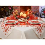 HEDVA ČESKÝ BROKÁT Ubrus Odasan Teflon 77x77 TISK šišky červená