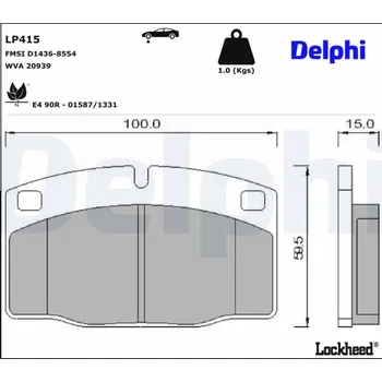 Brzdová destička Sada brzdových destiček, kotoučová brzda Delphi LP415