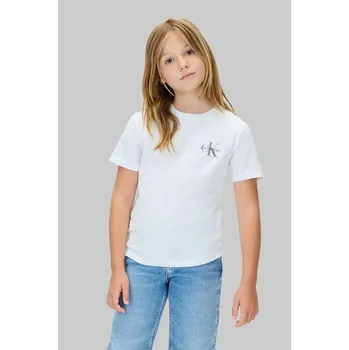 Chlapecké tričko Dětské bavlněné tričko Calvin Klein Jeans bílá barva, IU0IU00719 IU0IU00719.104.116.9BYA 00X, vel. 116