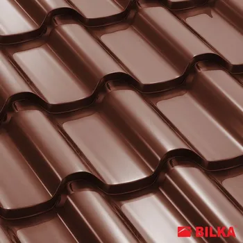 plechová krytina BILKA ROMANIC - plechová střešní krytina - LESKLÁ SP25 Barva: RAL 8017/ čokoládově hnědá