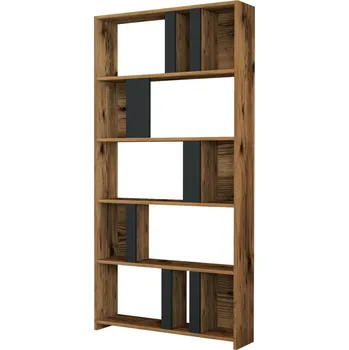 Knihovna Knihovna Lima Anthracite and Walnut, tmavě hnědá