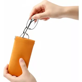 Pouzdro na brýle Pouzdro na brýle QiiM MP-11 oranžové, měkké, pružinové, eko kůže (Pouzdro na brýle oranžové | Měkké pouzdro na brýle | Pouzdro na brýle s pružinou | Ochranné pouzdro na brýle | Stylové pouzdro na brýle | Pouzdro na dioptrické brýle | Pouzdro na sluneční)
