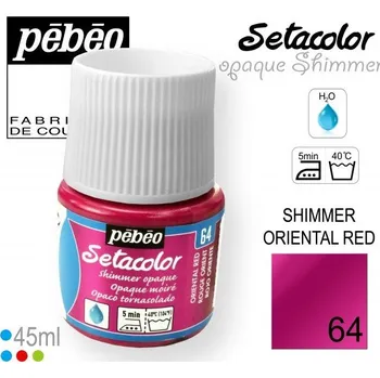Speciální výtvarná barva Barva na Textil SETACOLOR OPAQUE SHIMMER Pebeo. barva č. 64 ORIENTAL RED. Balení 45ml.