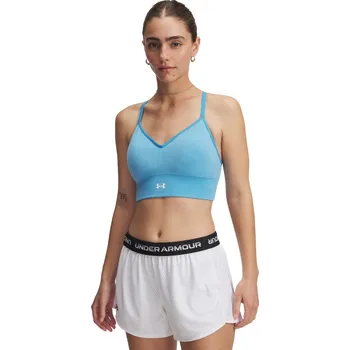 Dámské spodní prádlo Dámská sportovní podprsenka s výztuží Under Armour VANISH SEAMLESS WASHED LOW W modrá 1388111-452 - L | UK 10 | US 11