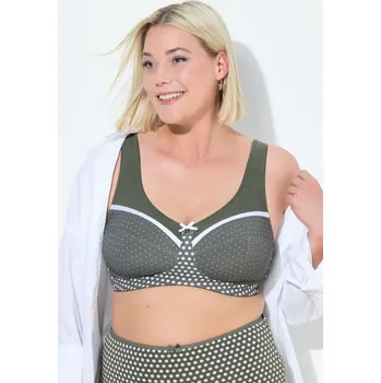 Podprsenka Ulla Popken, Plus size Odlehčující podprsenka, puntíky, bez kostic, košíčky C-F pro plnoštíhlé nadměrná velikost, 834286437-1085, hnědý, 110C, Nadměrné velikosti, Plus size oblečení, Oblečení pro boubelky, Oblečení pro baculky, Oblečení pro plnoštíhlé, Ob