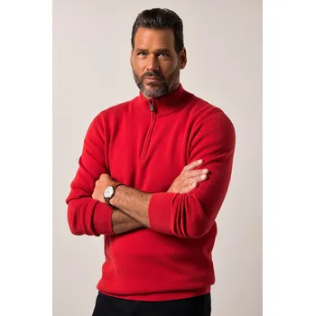 Pánský svetr JP1880, Plus size Troyer JP1880, FLEXNAMIC®, límec se zipem, do 7XL pro plnoštíhlé nadměrná velikost, 841866530-1453, červený, 4XL, Plus size oblečení, Oblečení pro vysoké muže, Nadměrné velikosti, Oblečení pro plnoštíhlé.