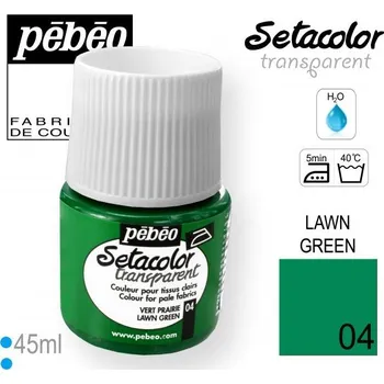 Speciální výtvarná barva Barva na Textil SETACOLOR Transparent Pebeo. barva č. 04 LAWN GREEN. Balení 45ml.