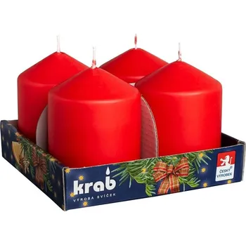 Svíčka Krab - svíčka válcová 60 × 80 mm, červená - 4 ks