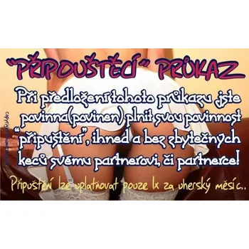 Žertovný předmět Průkaz - Připouštěcí průkaz