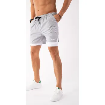 BrainMax pánské 2v1 kraťasy, šedé Velikost: L Kraťasy pro muže se spodní elastickou vrstvou pro maximální pohodlí při tréninku