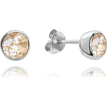 Náušnice MINET Stříbrné náušnice PECKY se žlutými zirkony