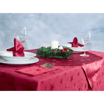 ubrus HEDVA ČESKÝ BROKÁT Ubrus Odaska hvězdy vínová rosé Rozměr ubrusu: standard 120x140