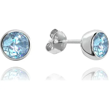 Náušnice MINET Stříbrné náušnice PECKY s modrými zirkony