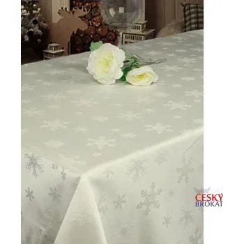 ubrus HEDVA ČESKÝ BROKÁT Ubrus Odaska běhoun 40x140 vločky smetanová