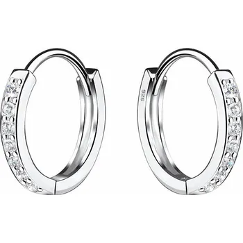 Náušnice 16364 Stříbrné 13 mm KRUHY se zirkony 1,3 cm, 1,55 g