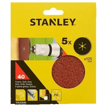 Brusný papír Stanley papíry pro vrtačku na opěrný talíř, O 125 mm P40, 5 ks