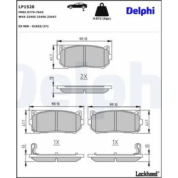 Auto-moto Sada brzdových destiček, kotoučová brzda DELPHI LP1528