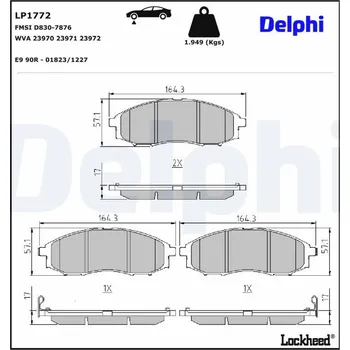 Brzdová destička Sada brzdových destiček, kotoučová brzda DELPHI LP1772