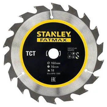 Pilový kotouč Stanley kotouč TCT/HM brousitelný podélné řezy O 160x16mm, 18 zubů