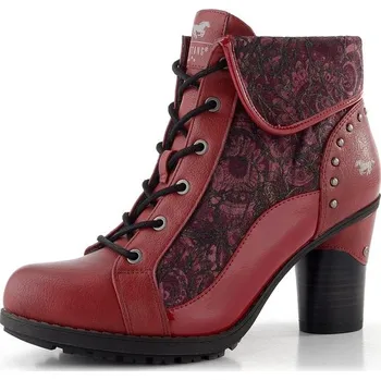 Dámské kozačky Mustang šněrovací kotník na podpatku red-multi 15M0162011 - 38 | P698844