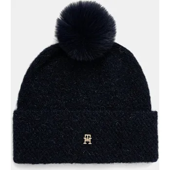 Čepice Čepice s příměsí vlny Tommy Hilfiger tmavomodrá barva, AW0AW18178 59X, vel. ONE SIZE