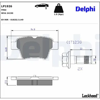 Brzdová destička Sada brzdových destiček, kotoučová brzda DELPHI LP1926