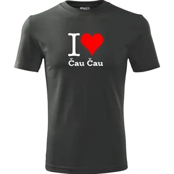 Grafitové tričko I love Čau Čau - dárek pro pejskaře - barva antracit - velikost XXXL