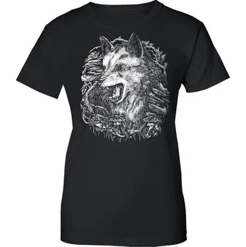 Dámské tričko Naav VLK, dámské tričko černé, druidská kolekce