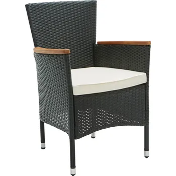 Černé zahradní křeslo Toshin 60 x 88 x 59 polyethylen, 100% polyester, masiv akácie