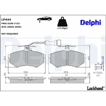 Brzdová destička Sada brzdových destiček, kotoučová brzda DELPHI LP444